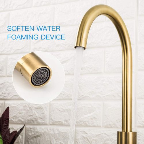  Bar Kitchen Sink Faucet Brushed Gold GAPPO Lead Free Single Handle Bathroom Faucet Prep Kitchen Faucet in Stainless