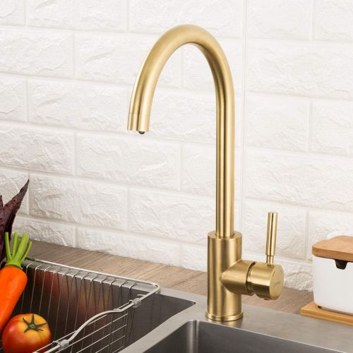  Bar Kitchen Sink Faucet Brushed Gold GAPPO Lead Free Single Handle Bathroom Faucet Prep Kitchen Faucet in Stainless