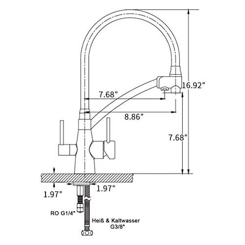  GAPPO Kitchen Tap Extendible 360° Rotatable 3 in 1 Tap Pure Water Filter Brushed Nickel-Free