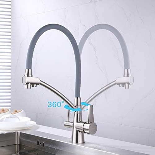  GAPPO Kitchen Tap Extendible 360° Rotatable 3 in 1 Tap Pure Water Filter Brushed Nickel-Free