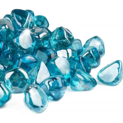  [추가금없음]GASPRO 10LB Fire Glass Diamonds-1-Inch Caribbean Blue Reflective for Fireplace, Fire Pit, Endless Summer Fire Pit Table, Outland Living Fire Pit Table and More