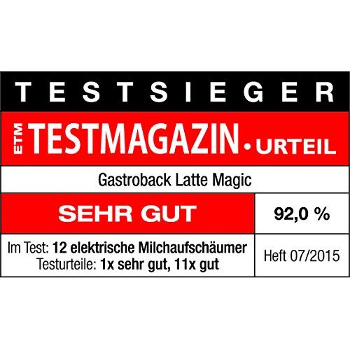  Gastroback 42326 Latte Magic, Milchaufschaumer, warmer oder kalter Milchschaum in Sekundenschnelle (max. 350 ml), erwarmen von Milch oder Kakao, 500 Watt, schwarz, Kunststoff