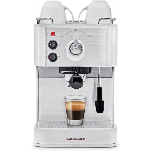  Gastroback 42606 Design Espresso Plus, Espressomaschine, Siebtrager, professionelle, ital. Espressopumpe (Ulka/15 bar), 1250 Watt, Edelstahl, silber