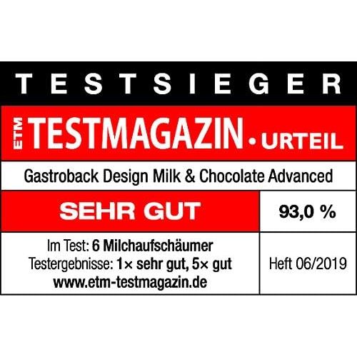  GASTROBACK Gastroback 42359 Design Milk and Chocolate Advanced, Induktion-Milchaufschaumer, elektrisch, 650 Watt, 1 Liter Milchschaum, 18/8 Edelstahl