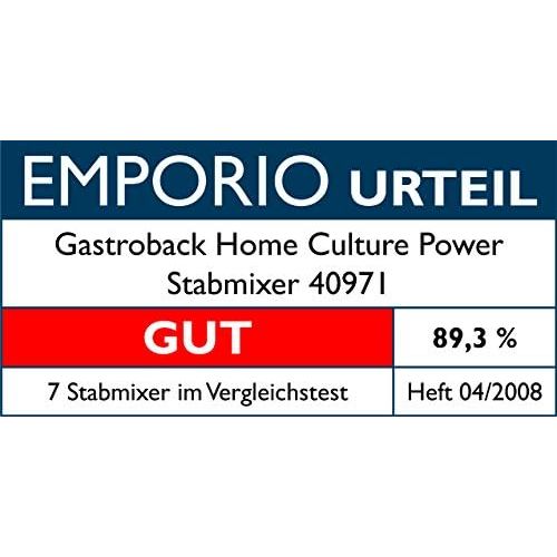  Gastroback 40971 Home Culture (600 Watt) INOX-Touch-Oberflache, ergonomisches Design, Variable Geschwindigkeit, Mixstab und Messer aus Edelstahl, inklusive 1 Liter Spezial-Mixbehal