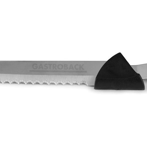  Gastroback 41600 Home Culture-Design Elektro Messer, INOX-Touch-Gehause, 120 Watt, inkl. Multischnitt-und Wellenschliffklinge, Metall, Silber