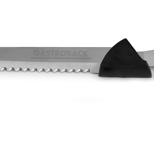  Gastroback 41600 Home Culture-Design Elektro Messer, INOX-Touch-Gehause, 120 Watt, inkl. Multischnitt-und Wellenschliffklinge, Metall, Silber