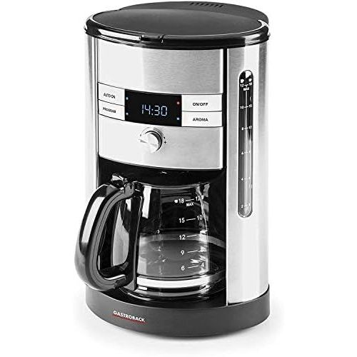  GASTROBACK Gastroback 42704 Design Coffee Pro, Kaffeeautomat fuer 12 Tassen, 24 Stunden Einschalttimer Aroma-Funktion, 950 Watt, Kunststoff, silber