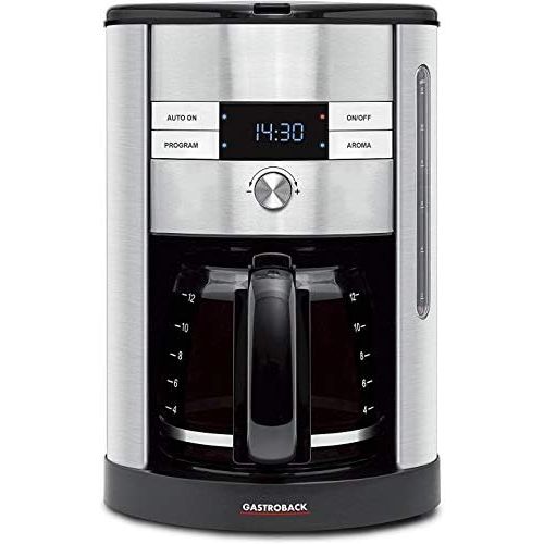  GASTROBACK Gastroback 42704 Design Coffee Pro, Kaffeeautomat fuer 12 Tassen, 24 Stunden Einschalttimer Aroma-Funktion, 950 Watt, Kunststoff, silber