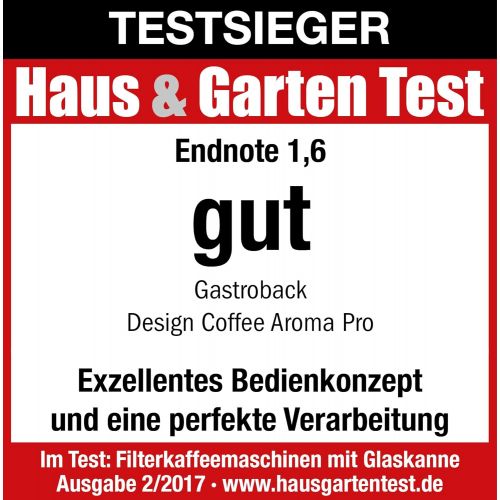  GASTROBACK Gastroback 42704 Design Coffee Pro, Kaffeeautomat fuer 12 Tassen, 24 Stunden Einschalttimer Aroma-Funktion, 950 Watt, Kunststoff, silber
