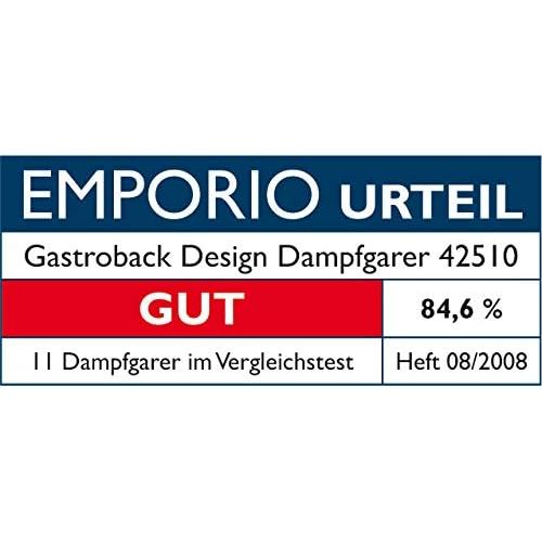  GASTROBACK Gastroback 42510 Design Dampfgarer, LCD-Display, 650 Watt, inklusive 3 durchsichtigen Garbehaltern (je 3 l Volumen), Warmhaltefunktion, 9 liters, Edelstahl, Transparent