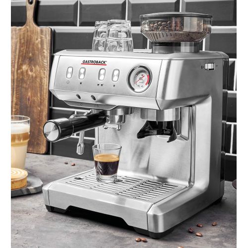  Gastroback 42619 Design Espresso Advanced Barista, programmierbare Siebtrager-Espressomaschine mit Kegelmahlwerk und professioneller italenischer ULKA Espressopumpe (15 bar), edels