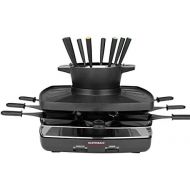 [아마존베스트]GASTROBACK 42567 Raclette Fondue Set Family and Friends for 8 People with Large Ribbed Grill Plate Non-Stick Coating Removable and Dishwasher Safe 1200 Black / Silver