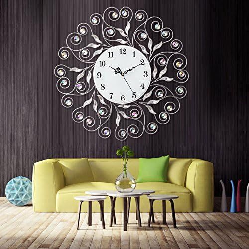  GAW Clock Co.Ltd Crystal Drill Silent 5050Cm,A Modern Iron Acrylic Personality Wall Clock Large Numbers For Living Room Kitchen Kids Teenager Bedroom Office Wall Art Decor Wedding Birthday Party Gi