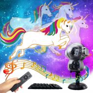 GAXmi Unicorn Animation LED Lights Music Decorative Projector Lighting for Children Birthday Easter Halloween Christmas