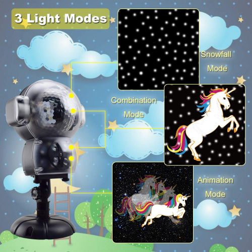  GAXmi Unicorn Animation LED Lights Music Decorative Projector Lighting for Children Birthday Easter Halloween Christmas