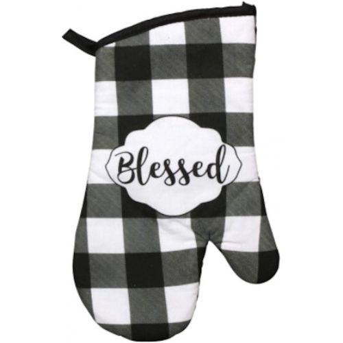  [아마존베스트]Farmhouse Daisy Designs Buffalo Check Blessed Kitchen Towel Set with Pot Holders Oven Mitt and Set of 6 Refrigerator Magnets - Black and White Plaid - Modern Farmhouse Decor Gift Set (Towels & Potholder S