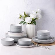 Ceramic Dinnerware Sets,Double Color Glaze Plates and Bowls Set,Highly Chip and Crack Resistant | Dishwasher & Microwave Safe | Round Dishes Set Service for 6