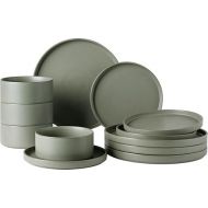 Ceramic Dinnerware Sets for 4, Stoneware Plates and Bowls Sets, Chip and Scratch Resistant Dishes, Dishwasher & Microwave& Oven Safe Dishes sets, Reactive Glaze-Green