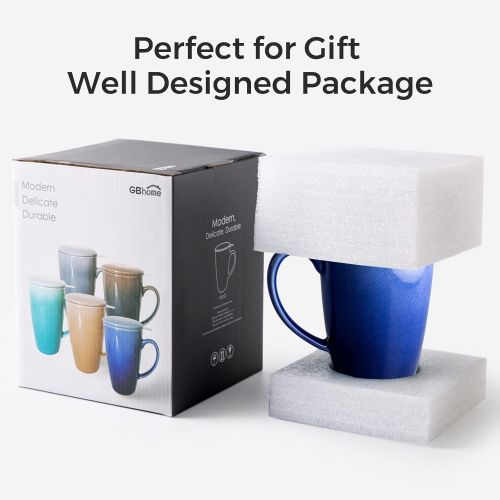  [아마존베스트]GBHOME Tea Cups with Infuser and Lid, 19 Ounces Large Tea infuser Mug, Tea Strainer Cup with Tea Bag Holder for Loose Tea, Ceramic Tea Steeping Mug, Blue Gradient