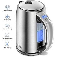 [아마존베스트]GBlife Wasserkocher Elektrischer Wasserkessel Edelstahl 2200W 1,7L mit LCD Farbwechsel und Temperatureinstellung Alarm/Warmhaltefunktion