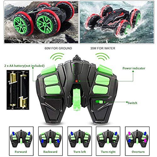  GBlife Off Road RC Stunt Car 2.4GHz Remote Control Amphibious Double Sided Car Tank Vehicle 360 Degree Spin for Land Water Pool