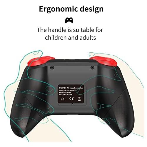  [아마존베스트]GCHT GAMING Wireless Pro Controller for Nintendo Switch/Switch Lite with Wake Up, NFC, Turbo, Gyro Axis, Dual Shock Support PC, Pro Controllers Compatible Nintendo Switch/Switch Lite/PC (Black