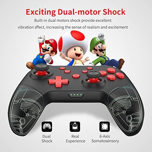  [아마존베스트]GCHT GAMING Wireless Pro Controller for Nintendo Switch/Switch Lite with Wake Up, NFC, Turbo, Gyro Axis, Dual Shock Support PC, Pro Controllers Compatible Nintendo Switch/Switch Lite/PC (Black