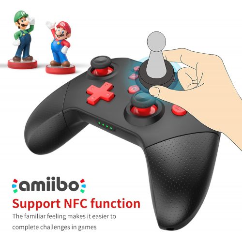  [아마존베스트]GCHT GAMING Wireless Pro Controller for Nintendo Switch/Switch Lite with Wake Up, NFC, Turbo, Gyro Axis, Dual Shock Support PC, Pro Controllers Compatible Nintendo Switch/Switch Lite/PC (Black