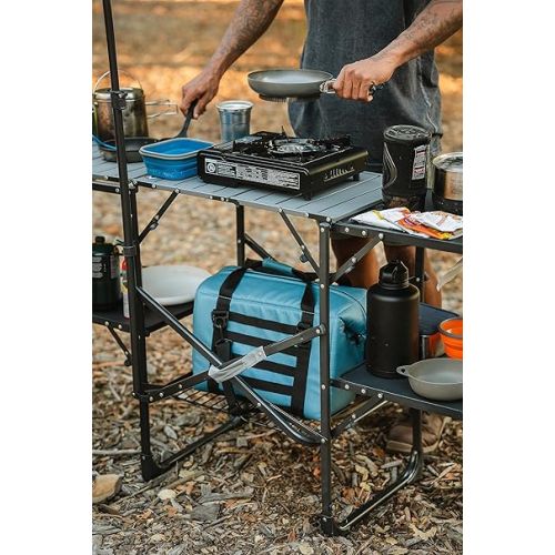  GCI OUTDOOR Master Cook Station | Portable Folding Kitchen Table with Soft Shell Sink, Heat Resistant Tabletop & Telescoping Lanter Pole, Perfect for Camping Trips