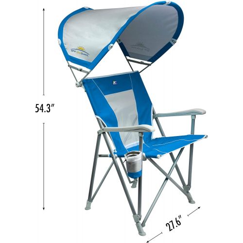  GCI Outdoor Waterside SunShade Folding Captains Beach Chair with Adjustable SPF Canopy