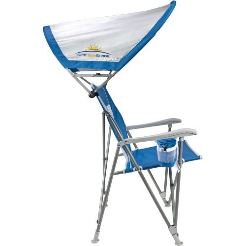  GCI Outdoor Waterside SunShade Folding Captains Beach Chair with Adjustable SPF Canopy