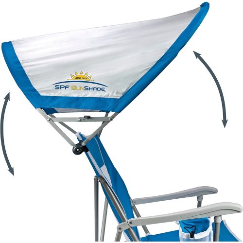  GCI Outdoor Waterside SunShade Folding Captains Beach Chair with Adjustable SPF Canopy