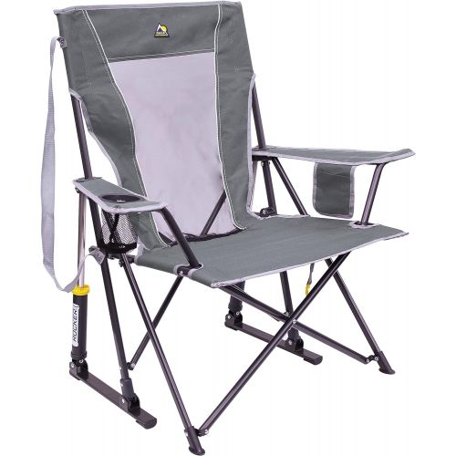  GCI Outdoor Comfort Pro Rocker Collapsible Rocking Chair & Outdoor Camping Chair, Mercury Gray