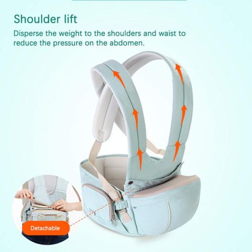  GCKAZN Baby Carrier for Newborn Cotton Products can Washing, Adjustable Strap, Baby Carrier Front Facing with Hip Seat, Shoulder, Back, Max Support Infants 44 Lbs/20kg (Color : Roy