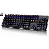 Wireless Gaming Keyboard Mechanical, G-Cord Wired Keyboard LED Backlit, 104 Keys Full Size, Aluminum Top Frame