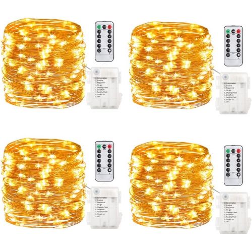  [아마존 핫딜]  [아마존핫딜]GDEALER GDEAER TS11 4 Pack 16.4 Feet 50 Led Fairy Lights Battery Operated with Remote Control Timer Waterproof Copper Wire Twinkle String Lights for Bedroom Indoor Outdoor Wedding Dorm Dec