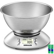 GDEALER Digital Kitchen Scale 11lb/5kg Accuracy Food Scale Multifunction Kitchen Scale with Bowl, Stainless Steel, 2.15L Liquid Volume, Alarm Timer, Temperature, Backlight LCD Disp