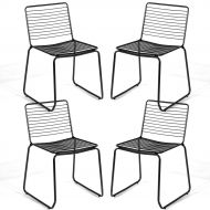 GDF Costway Dining Chair Stackable Chair with Slat Seat Modern Metal Chair Outdoor Patio Chair Garden Chair with Sturdy Metal Frame Cafe Chair for Indoor/Outdoor Stackable Chair Set of