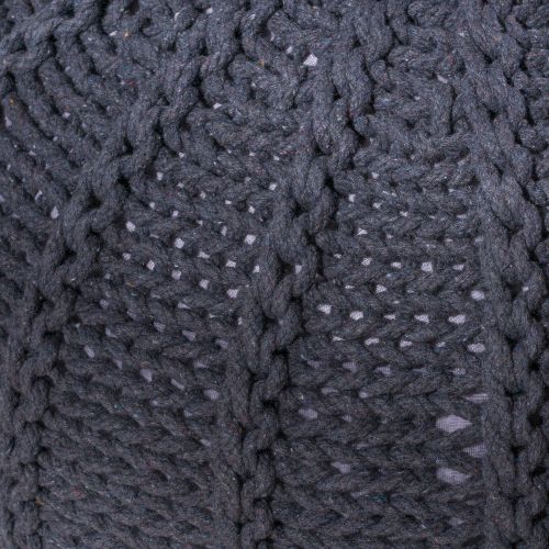  GDF Studio Agatha Knitted Cotton Pouf, Dark Grey