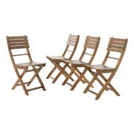 GDF Studio Vicaro | Acacia Wood Foldable Outdoor Dining Chairs | Set of 4 | Perfect for Patio | with Natural Finish