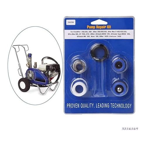  GDHXW 244194 Pump Repair Packing Kit for Graco Airless Paint Sprayer 210 230 295 390 395 490 495 595 3400 Aftermarket