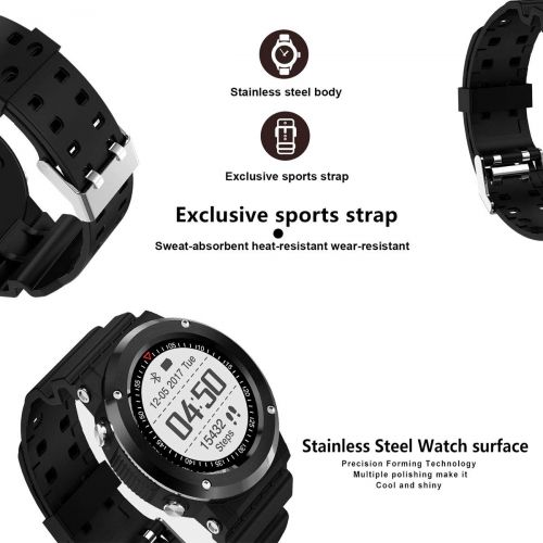  GDLXL Smartwatch Fuer IOS/Android Pulsmesser/Blutdruckmessung/Informationen/Kamerasteuerung/APP Control Pedometer/Anruferinnerung/Sleep Tracker EXULL-as25ke,Silver-OneSize