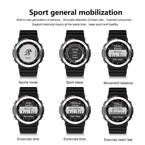  GDLXL Smartwatch Fuer IOS/Android Pulsmesser/Blutdruckmessung/Informationen/Kamerasteuerung/APP Control Pedometer/Anruferinnerung/Sleep Tracker EXULL-as25ke,Silver-OneSize