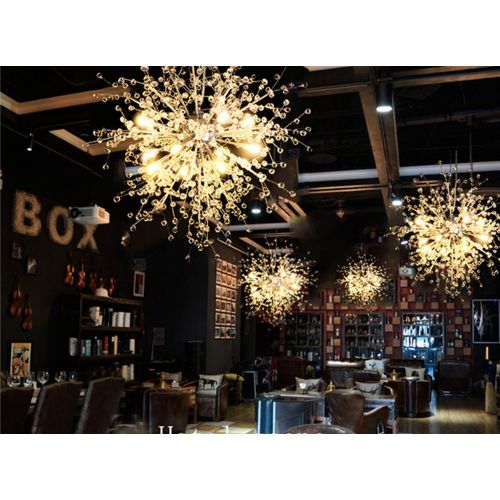  GDNS Chandeliers Firework LED Light Stainless Steel Crystal Pendant Lighting LED Globe Living Room