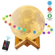 Moon Lamp, GDPETS 3D Printing 5.9 Inch 16 Colors Moon Night Light with Stand & Remote &Touch Control and USB Rechargeable Decorative Luna Lamp