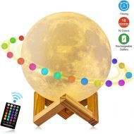 [아마존핫딜][아마존 핫딜] Moon Lamp, GDPETS 3D Printing 5.9 Inch 16 Colors Moon Light with Stand & Remote &Touch Control and USB Rechargeable Decorative Luna Lamp for Baby Kids Birthday Party Christmas Gift