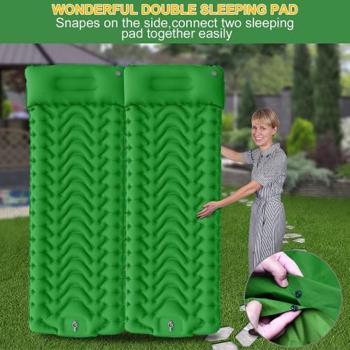  GDPETS Sleeping Pad Camping Mattress Mat - Ultralight Sleeping Pad for Camping - 4 Inch Thick Waterproof Air Mattress Camping self Inflating Sleeping Pad Mat (Green)