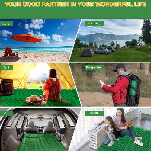  GDPETS Sleeping Pad Camping Mattress Mat - Ultralight Sleeping Pad for Camping - 4 Inch Thick Waterproof Air Mattress Camping self Inflating Sleeping Pad Mat (Green)