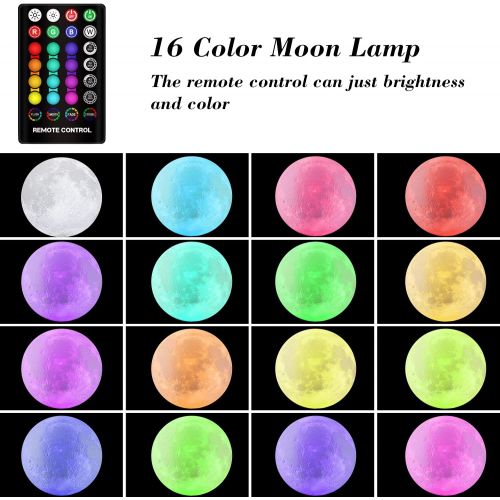  [아마존베스트]GDPETS Moon Lamp Moon Night Light，3D Printing 16 Colors Moon Light with Stand & Remote &Touch Control and USB Rechargeable Decorative Light Up Moon Light for Baby Kids Lover Birthday Part